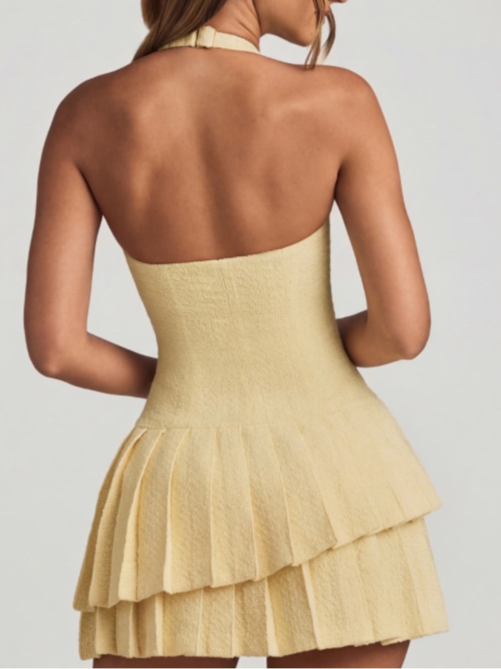NWT! Oh POLLY Rosaria Asymmetric Layered Halterneck Mini Dress - Picture 3 of 3